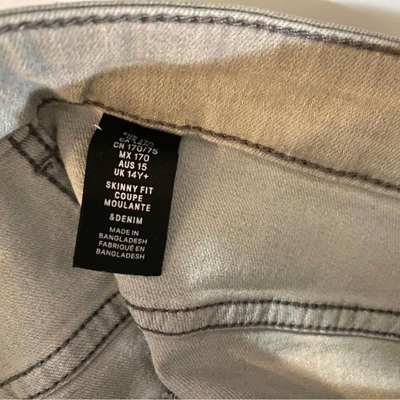 H&M skinny fit grey denim jeans youth boy size 14 with adjustable waist size - Picture 5 of 5